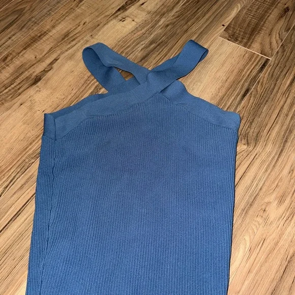 Blue Ribbed Women's Top - Picture 2 of 3